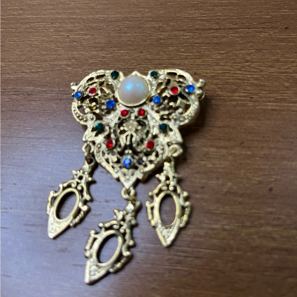 81 Two Sisters (no markings) Medici inspired Art Deco Rhinestone Brooch